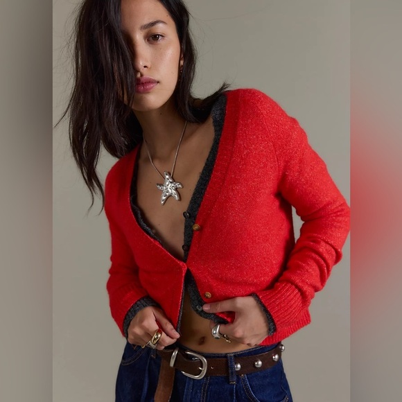 Free People Sweaters - NWT Free People Free-est Ameena Cardigan Sweater Fiesta Red Size M